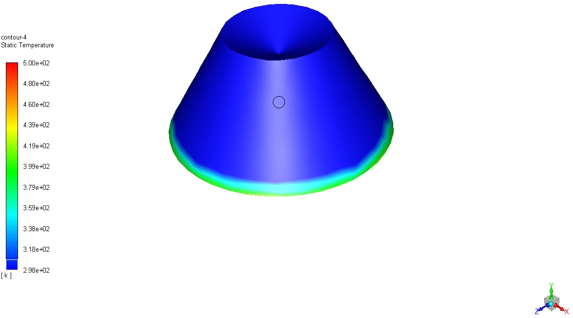Thermal-front contour for the conical bed.