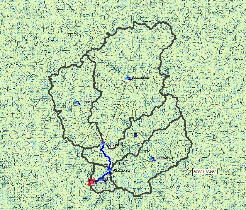 DEM depicting the catchment area of the culvert outlet.