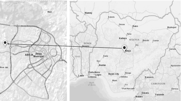 The spatial study location in Abuja city, Nigeria.