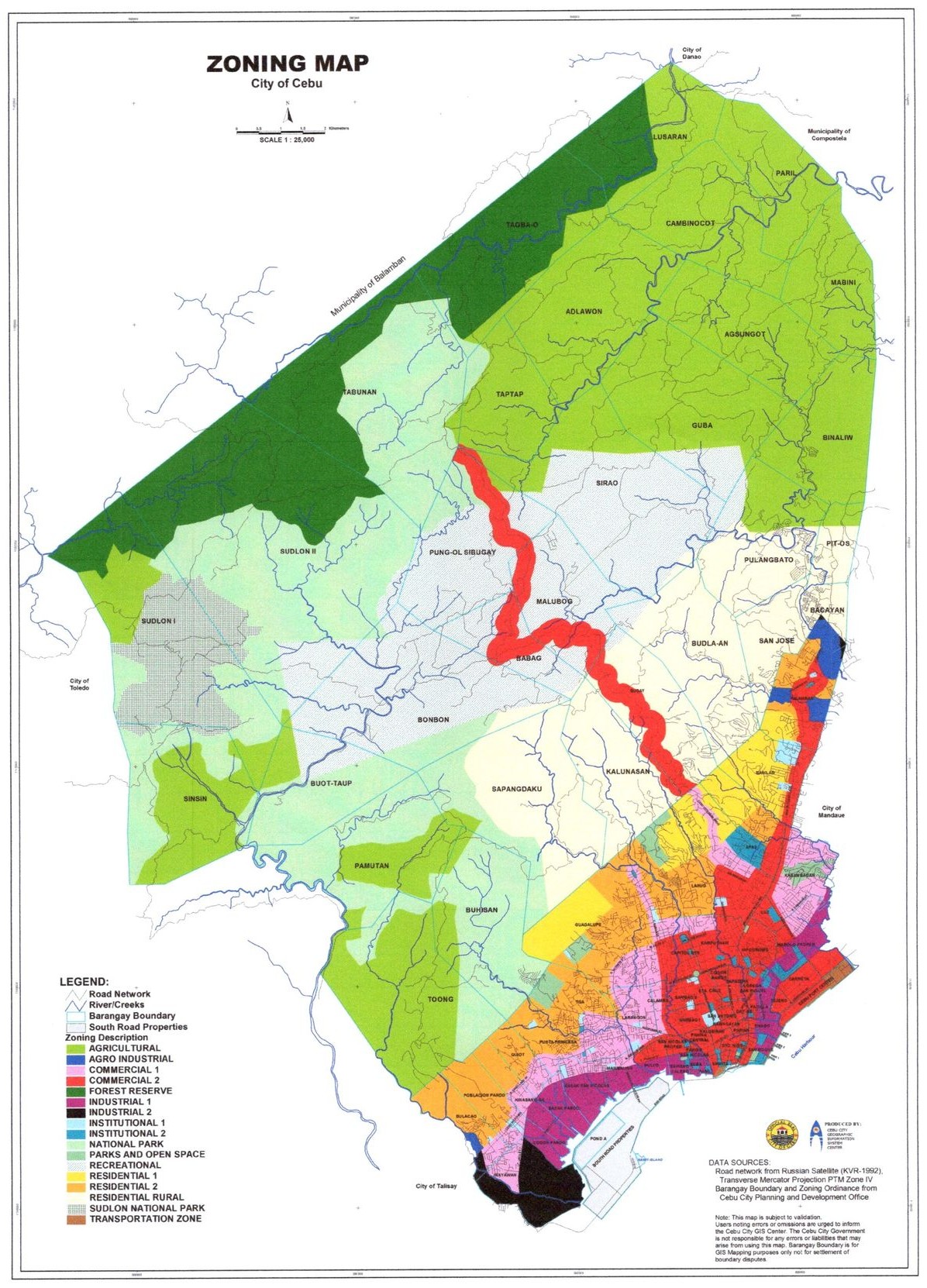 Zoning map of Cebu City (source: City Planning and Development Office, Cebu City).