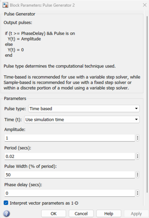Parameters of Pulse Generator 2.