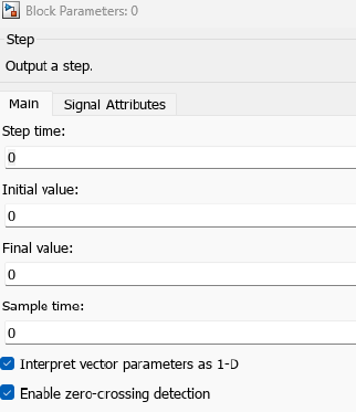Parameters of Block 0 (dynamic-load model).